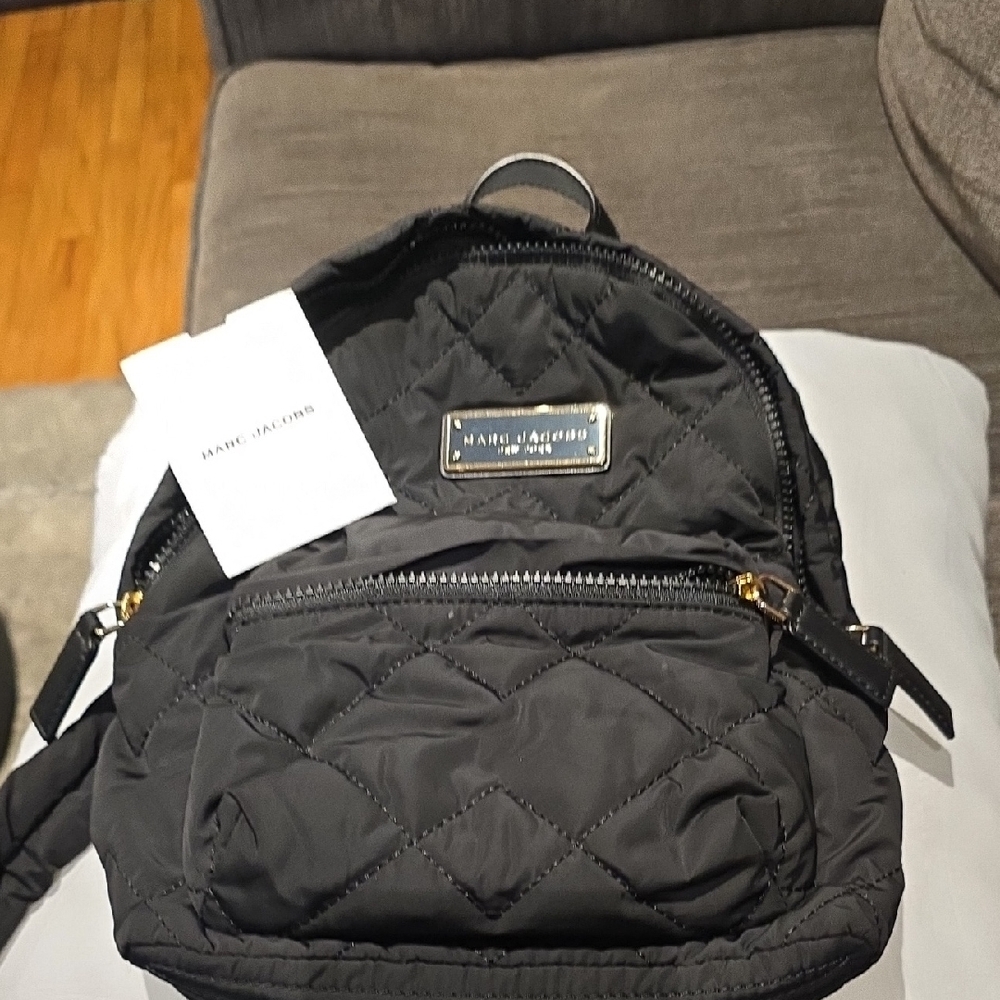 Marc Jacobs Quilted Mini Black Backpack with Gold Accents